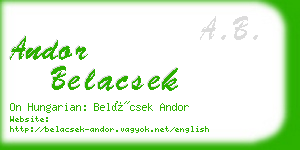 andor belacsek business card